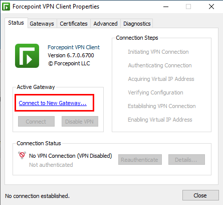 Connect to New Gateway