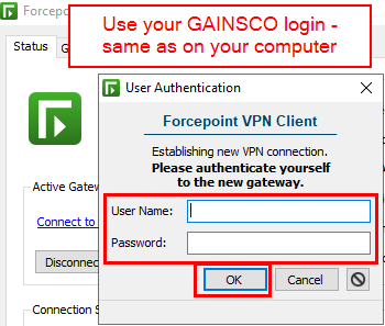 Login with GAINSCO credentials